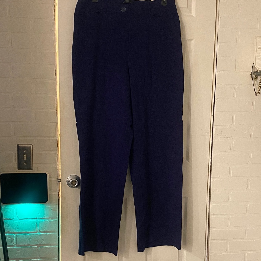 Ashley Stewart 18Tall Navy Women's Wide Leg Pants - Picture 2 of 5
